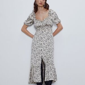 Floral Print Puff Sleeve Dress